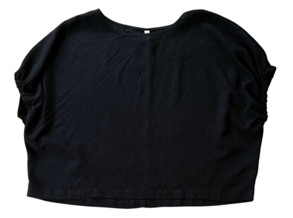 NWT Zenana Woven Oversized Cinched Arm Black Boxy Top Small